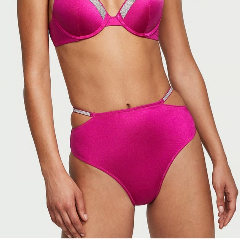 Victorias Secret Swim Berry Blush Very Sexy Shine Strap High-waist Cheeky Bikini